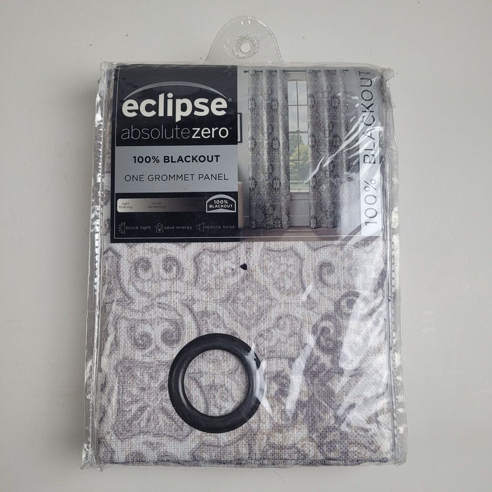 NEW Eclipse Medallion 'Taupe' Blackout grommet top curtain 40x84 #CT15